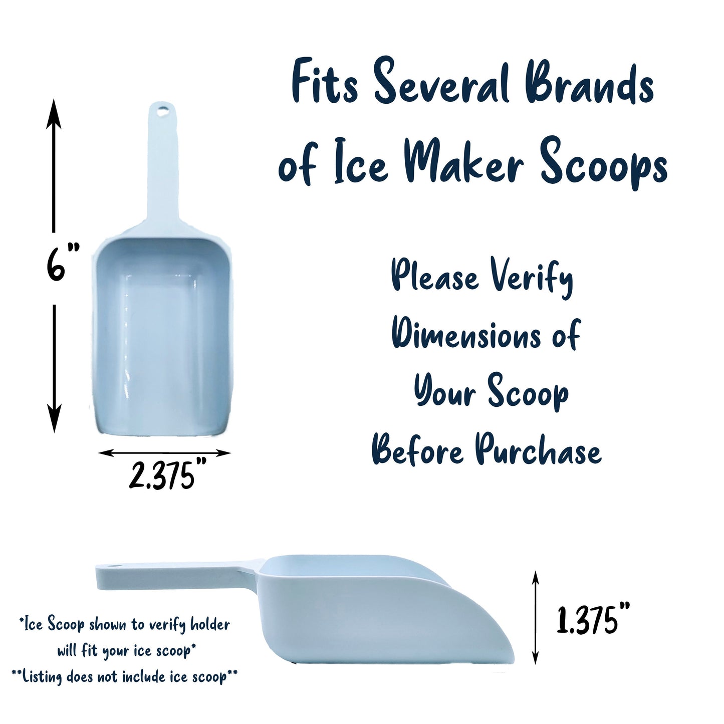 Ice Scoop Holder - Fits Various Countertop Ice Makers *Does not Include Ice Maker or Scoop*
